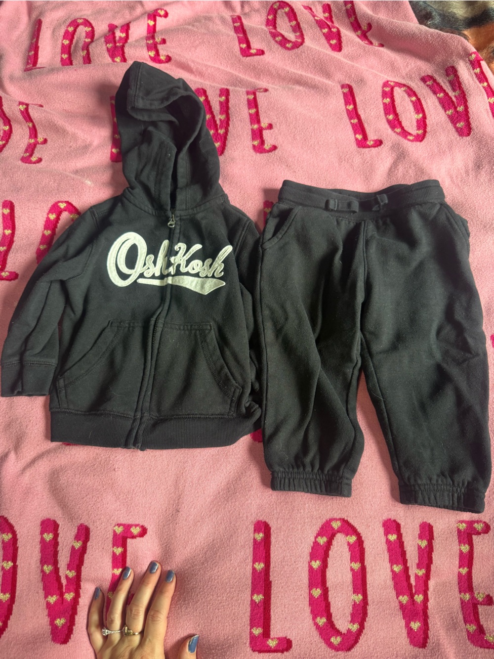 OshKosh B'gosh Black Hoodie & Joggers Set with White Script
